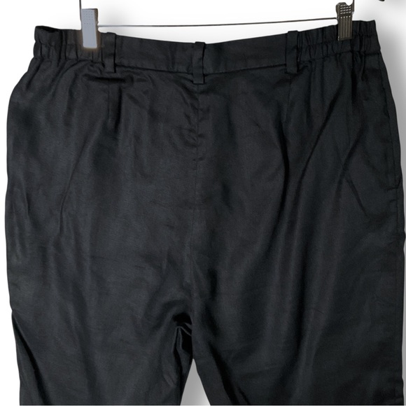 Lauren Ralph Lauren 100% Linen Crop Pants Sz 16 W Black Lined Coastal - Picture 6 of 9